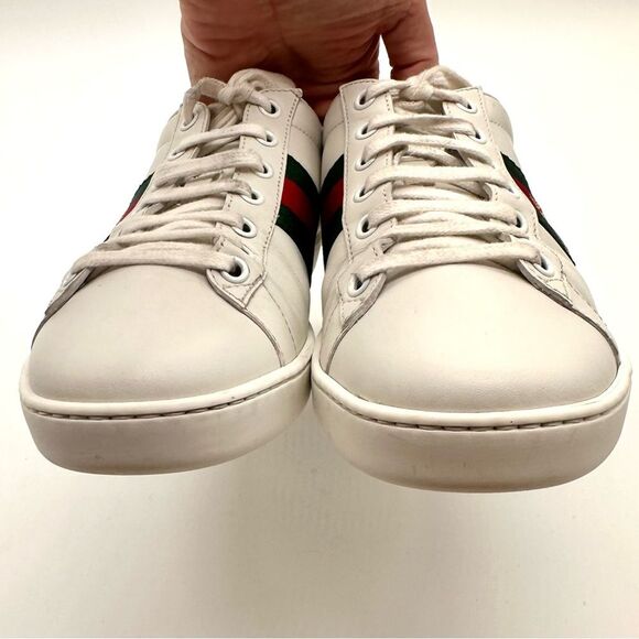 Gucci Ace Bee Embroidered Sneakers White leather Web Stripe EU 37.5 US 7.5 - Picture 7 of 12